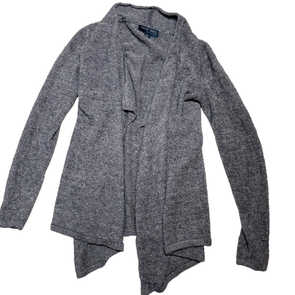 Barefoot Dreams Cardigan Kids 6/7 Gray Excellent‎ CozyChic Lite BDYCL1059